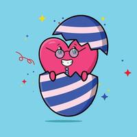 leuke cartoon mooie hart uit van easter egg look vector