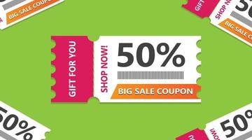 couponpromotieverkoop voor website, internetadvertenties, sociale media of coupon. grote verkoop en superverkoop couponkorting. couponkorting met vectorillustratie vector