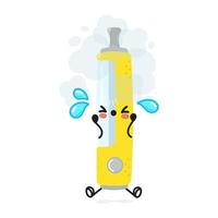 schattig triest vape karakter. vector hand getekend cartoon kawaii karakter illustratie pictogram. geïsoleerd op een witte achtergrond. triest vape karakter concept