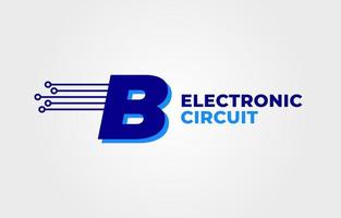 letter b met elektronische schakeling decoratie eerste vector logo ontwerpelement