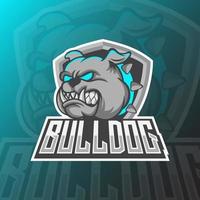 bulldog mascotte sport logo ontwerp. hond hoofd mascotte vector illustratie logo. wild bulldog-mascotteontwerp, embleemontwerp voor esports-team. vector illustratie