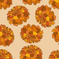 retro tagetes bloemen, bloemen naadloze patroon achtergrond vector