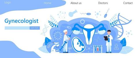 gynaecoloog concept vector voor medische bestemmingspagina. gynaecologie specialisten behandelen patiënt. gezinsplanning, zwangerschap, onvruchtbaarheidsbehandeling illustratie. geslachtsziekten van de vrouw.