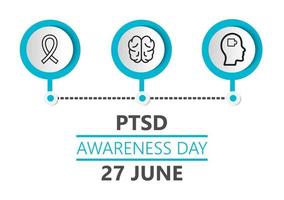 Post Traumatische Stress Stoornis Awareness Day wordt gevierd op 27 juni. ptsd maandvector voor poster, banner, web, app. geestelijke gezondheid en depressie icoon. vector