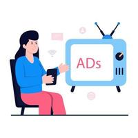 platte ontwerpillustratie van tv-advertentie vector