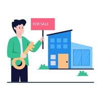 huis te koop icoon in plat ontwerp vector