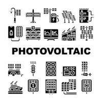 fotovoltaïsche energie collectie iconen set vector illustraties