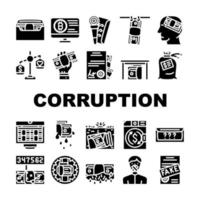 corruptie probleem collectie iconen set vector