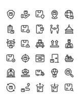 levering icon set 30 geïsoleerd op een witte achtergrond vector