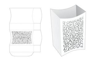 boven- en onderkant gebogen stenciled box gestanste sjabloon en 3D-mockup vector