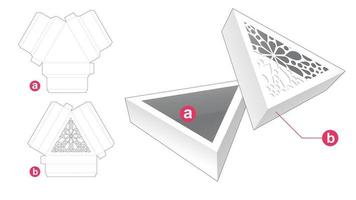 driehoekig gevormd dienblad en gestencilde deksel gestanste sjabloon en 3D-mockup vector