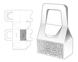 Handvatzakverpakking met gestencilde gestanste sjabloon en 3D-mockup vector