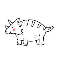 schattige lachende dinosaurus geïsoleerd op een witte achtergrond. vector handgetekende illustratie in doodle stijl. perfect voor kaarten, logo, decoraties. stripfiguur.