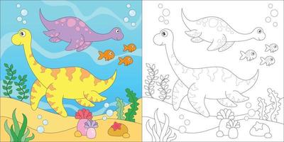kleuren elasmosaurus zwemmen vector