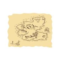 piraten schatkaart zeilschip tekening vector