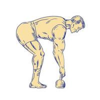 superheld tillen kettlebell tekening vector