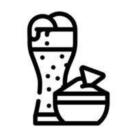 nachos snack en bier lijn pictogram vectorillustratie vector