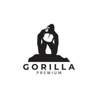 eenvoudige minimalistische gorilla logo ontwerp gorilla pictogram silhouet vector symbool illustratie