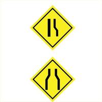 geel verkeersbord verkeersbord voor smallere weg vector
