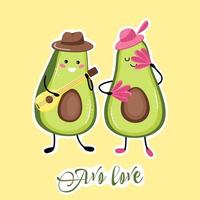 kawaii schattige avocado met een glimlach vector