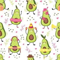 kawaii schattige avocado met een glimlach vector