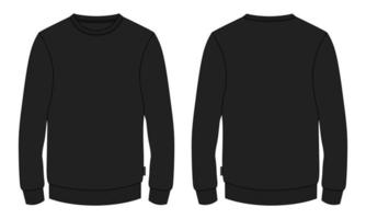 sweatshirt met lange mouwen algehele mode platte schetsen technische tekening vector zwarte kleur sjabloon voor mannen.