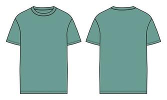korte mouw t-shirt technische mode platte schets vector illustratie groene kleur sjabloon