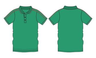 poloshirt met korte mouwen technische mode platte schets vector illustratie groene kleur sjabloon