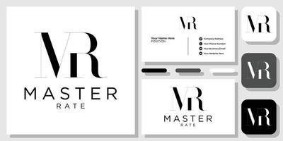 master rate initialen lettertype schreefloos luxe kapitaal met sjabloon voor visitekaartjes vector