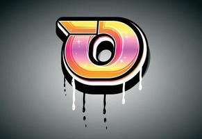 3d o-lettergraffiti met druppeleffect vector