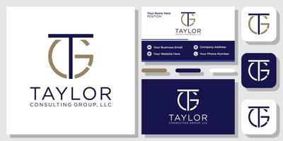 taylor consulting group llc letters gedurfde mode service kleding met sjabloon voor visitekaartjes vector