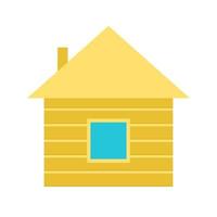 houten hut plat veelkleurig pictogram vector