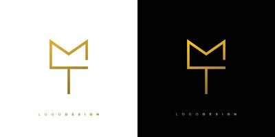 modern en elegant letter mt initialen logo-ontwerp vector