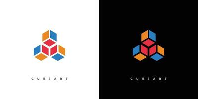 modern en aantrekkelijk logo-ontwerp voor kubuskunst vector