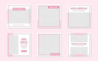 minimalistisch roze sjabloonontwerp voor sociale media-feeds vector