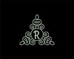 letter r-logo-ontwerp met ornament vector