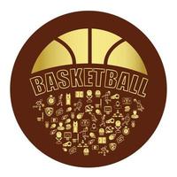 illustratie van gouden basketbal pictogrammen of symbool set.basketball leerconcept. vector