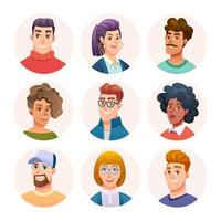 mensen avatar karakters collectie. mannen en vrouwen avatars in cartoon-stijl vector