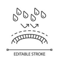 waterdicht materiaal lineair pictogram. waterafstotend oppervlak. waterdichte barrière. ondoordringbaar materiaal. dunne lijn illustratie. contour symbool. vector geïsoleerde overzichtstekening. bewerkbare streek