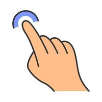 touchscreen gebaar kleur icon.tik, wijs, klik, sleep gebaren. menselijke hand en vingers. sensorische apparaten gebruiken. geïsoleerde vectorillustratie vector