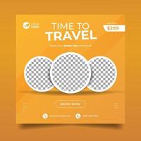 moderne oranje reisbanner voor vakantie-post op sociale media vector