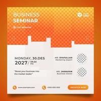 gradiënt oranje zakelijke seminar flyer of social media banner vector