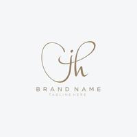 brief jh goud handgeschreven logo vector ontwerpsjabloon.