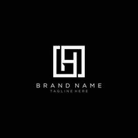 eerste letter gh vierkante logo, monogram lijn kunst stijl ontwerpsjabloon. zwarte achtergrond. vector