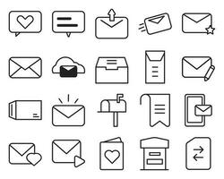 post. de lijnstijl post letter icon set is perfect voor websites, banners en meer. vector