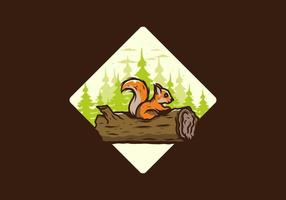 eenzame eekhoorn verstopt in een dode boomstam illustratie vector