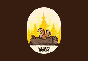eenzame eekhoorn verstopt in een dode boomstam illustratie vector