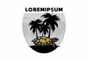 zeeschildpad onder de kokospalm illustratie vector