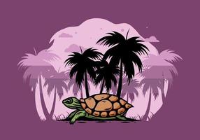 zeeschildpad onder de kokospalm illustratie vector