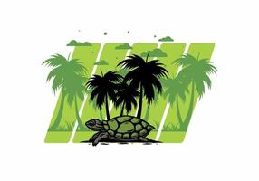 zeeschildpad onder de kokospalm illustratie vector